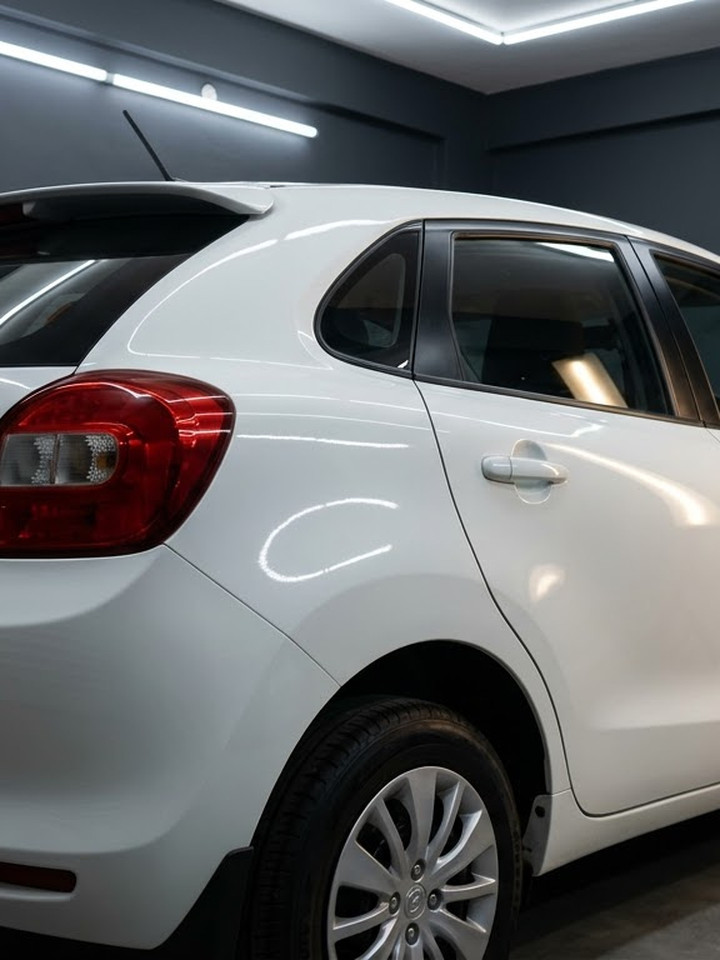 The same hatchback with straight panels and an even paint finish